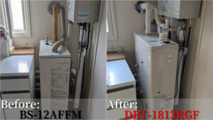 札幌市の屋内設置型暖房ボイラー交換事例｜BS-12AFFMから長府製DBT-1813RGFへ入れ替え